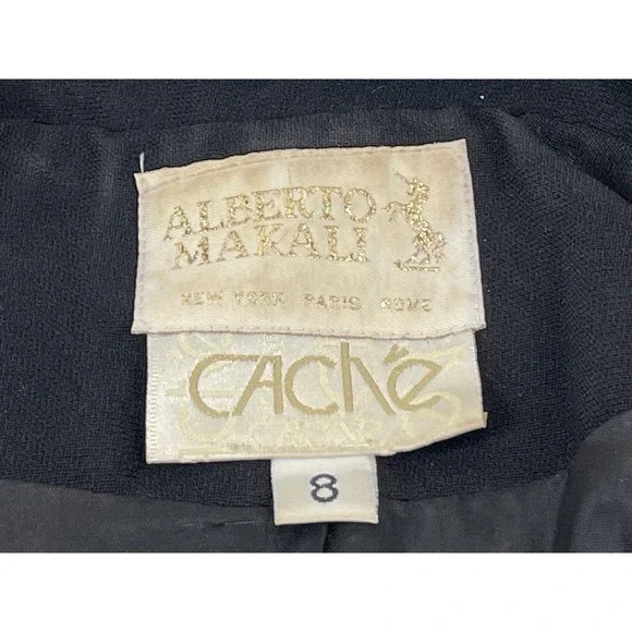 Alberto Makali Cache 2PC Outfit Set Jacket Skirt Womens Size 8 Black Embellished - Picture 10 of 14